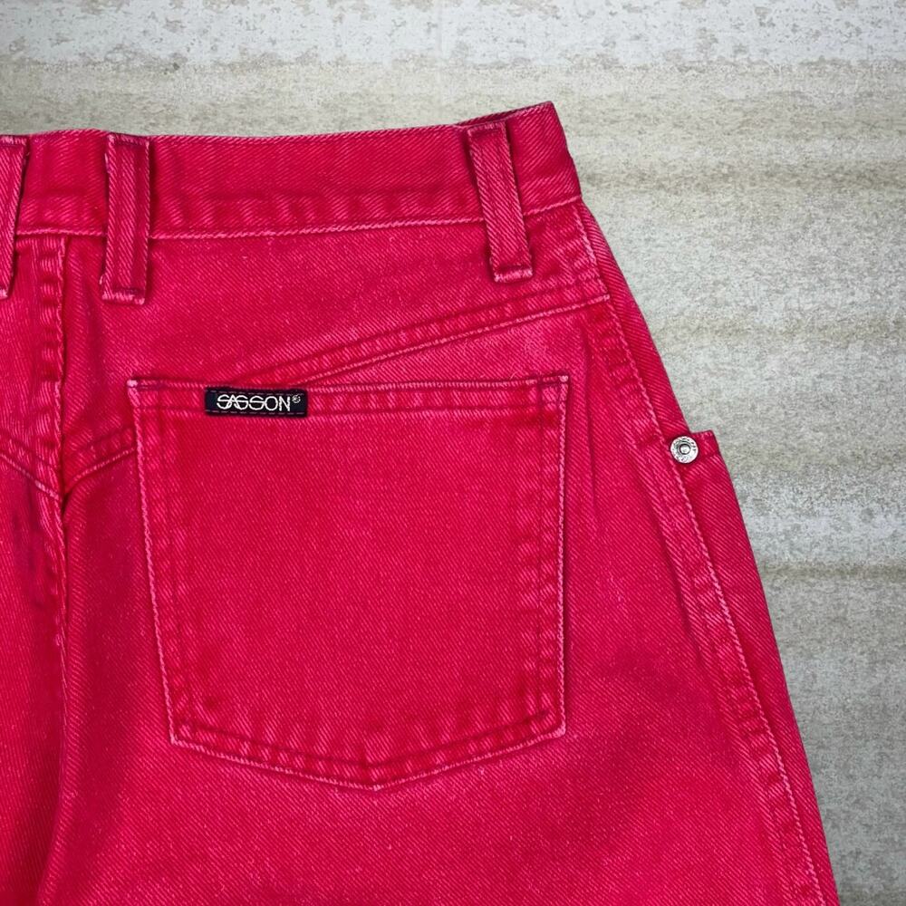 Vintage 90s Sasson Jeans Womens 12 Baggy Fit Tapered Ankle Strawberry Red - Picture 3 of 4